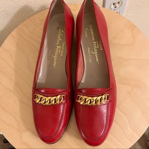 Ferragamo red loafers